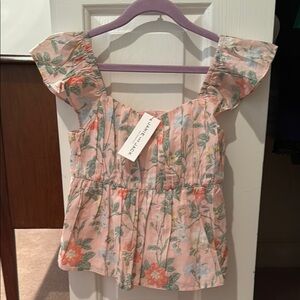 Janie and Jack Floral Pink Ruffle Sleeve Top
